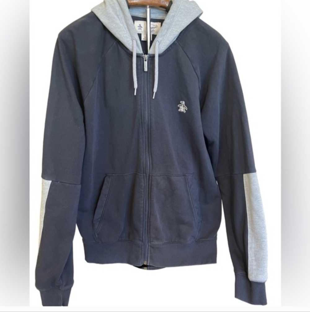 Original Penguin Navy Hoodie with Gray Details